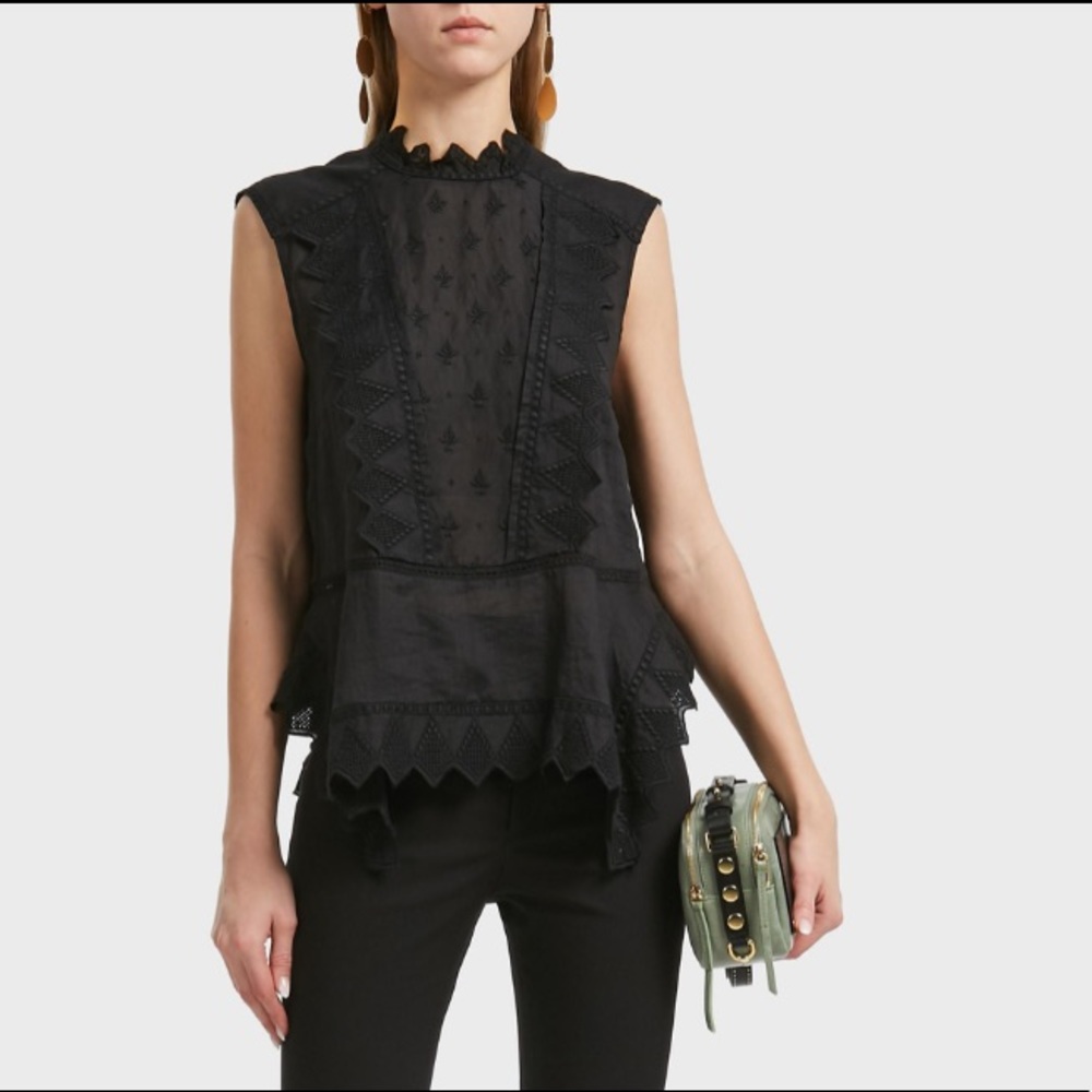 Isabel Marant Nust Embroidered Top Black Size 40 NEW